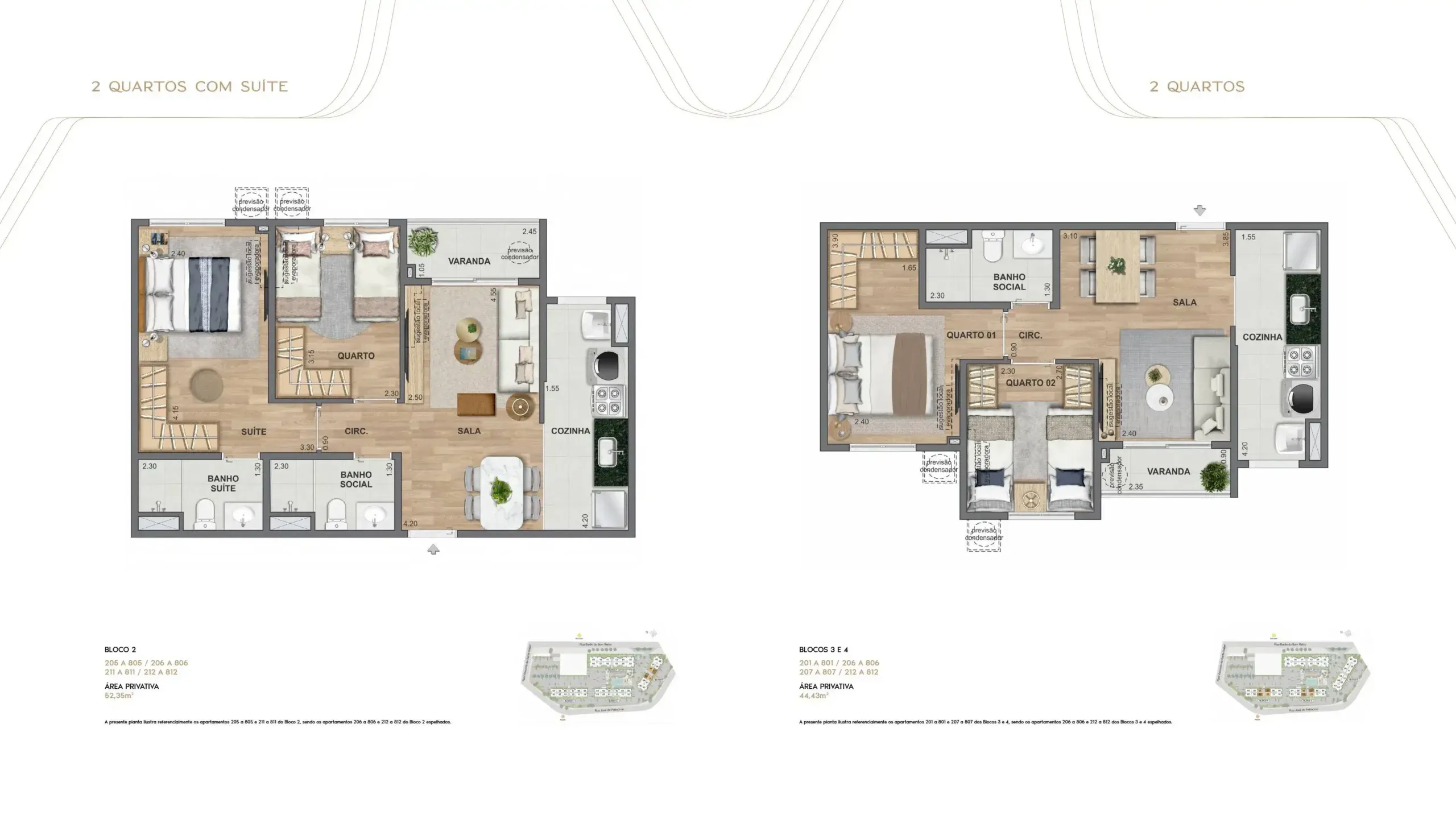 Planta de 2 quartos do Living Wellness Grajaú, no Grajaú, Zona Norte do Rio de Janeiro