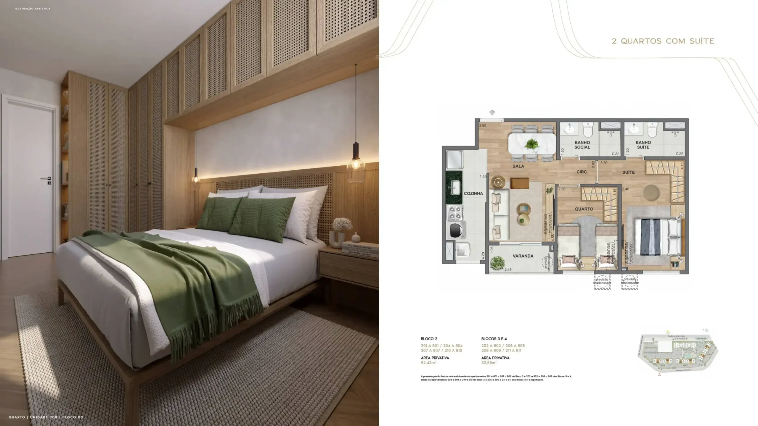 Planta de 2 quartos do Living Wellness Grajaú, no Grajaú, Zona Norte do Rio de Janeiro