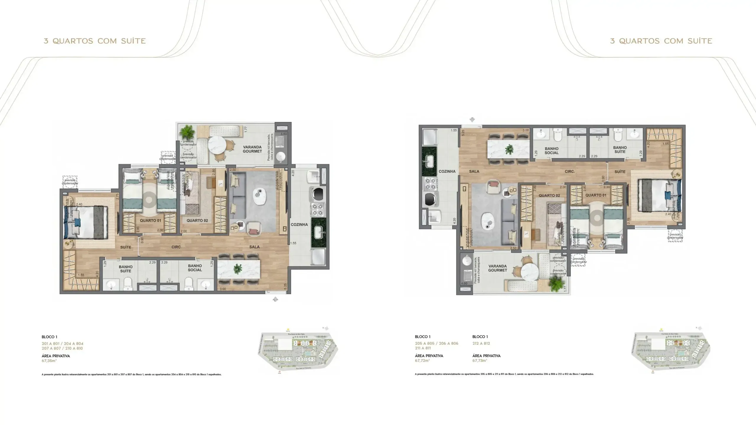 Planta de 3 quartos do Living Wellness Grajaú, no Grajaú, Zona Norte do Rio de Janeiro