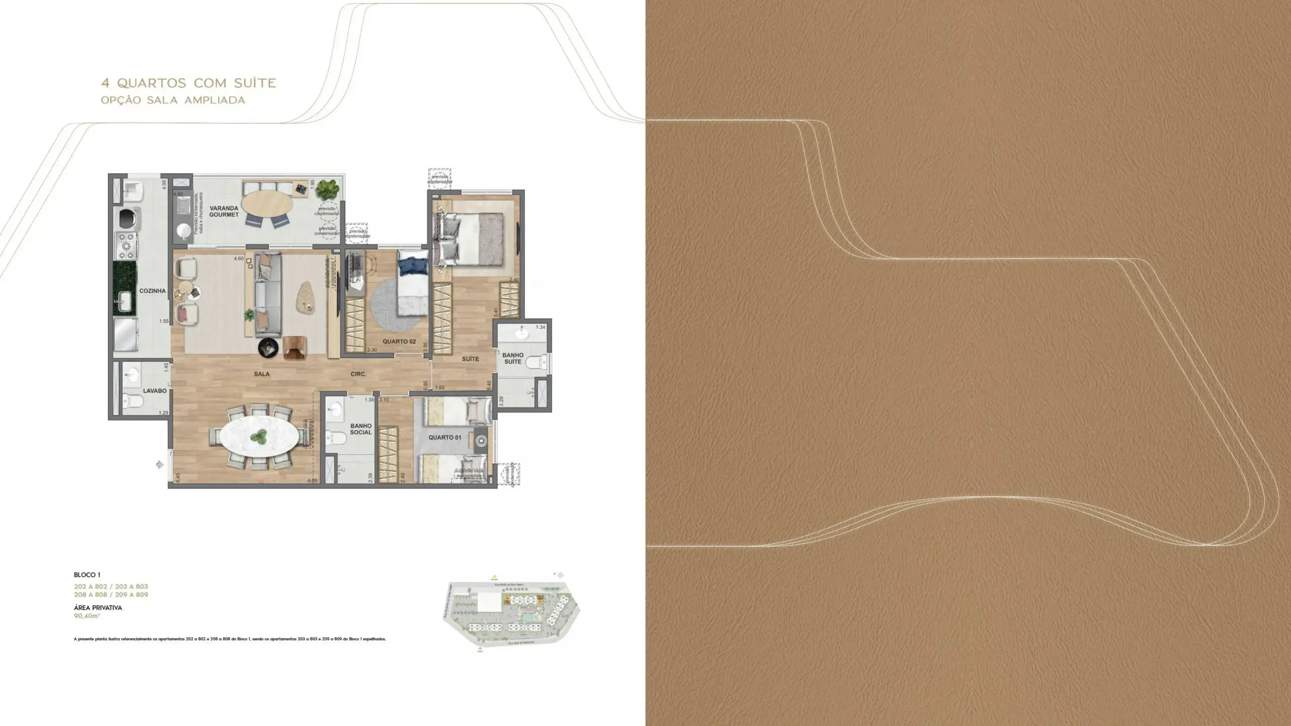Planta de 4 quartos do Living Wellness Grajaú, no Grajaú, Zona Norte do Rio de Janeiro