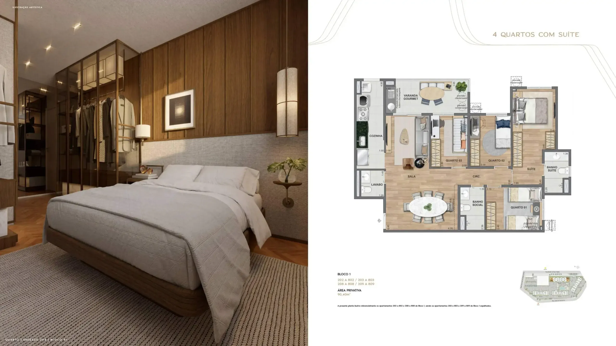 Planta de 4 quartos do Living Wellness Grajaú, no Grajaú, Zona Norte do Rio de Janeiro