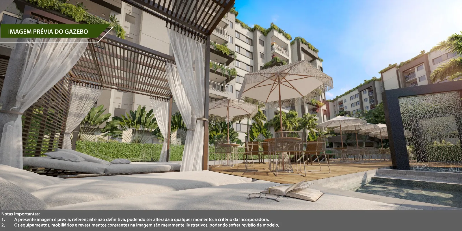 Gazebo e piscina do Living Wellness Grajaú
